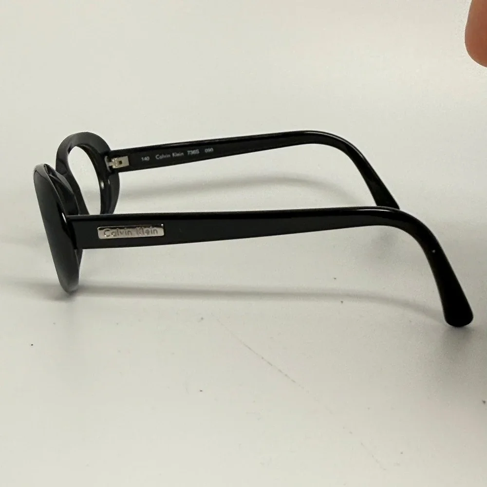 Calvin Klein 736S 090 Black Oval Cat Eye Eyeglass Frames Made in Italy 140mm